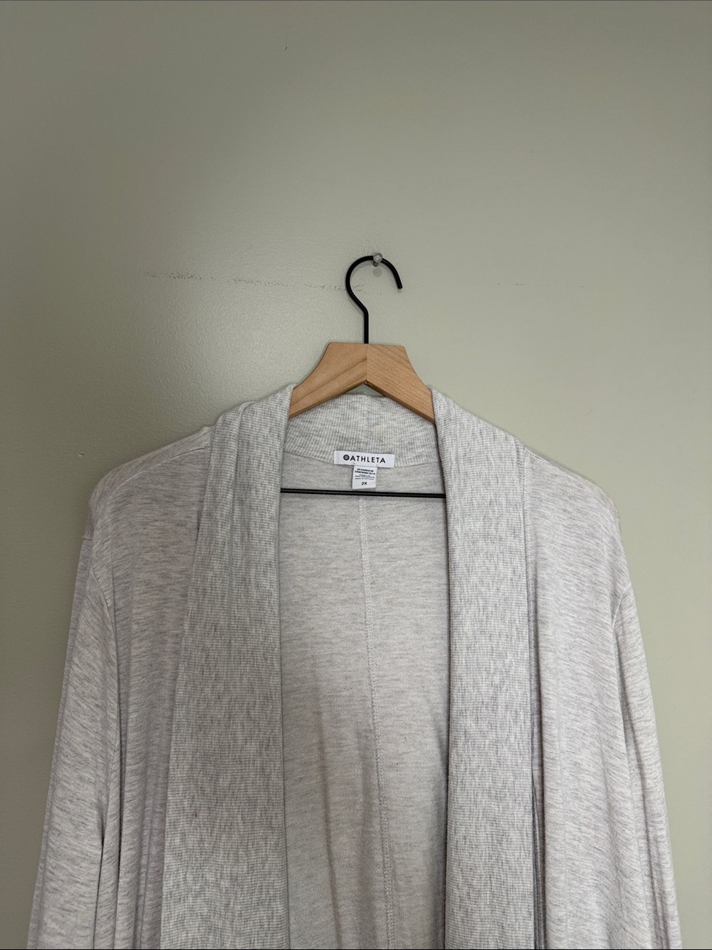 Athleta Light Gray Open-Front Draped Cardigan 2X 97% Modal - Picture 3 of 8